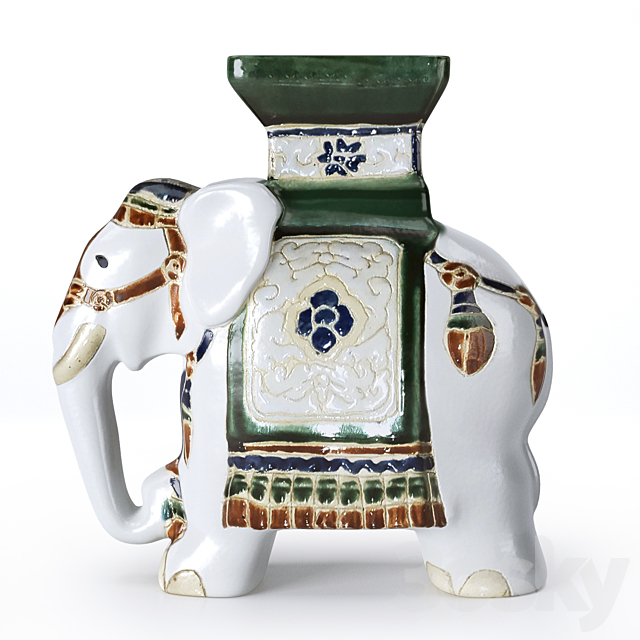 Ceramic Elephant Garden Stool 3DSMax File - thumbnail 1