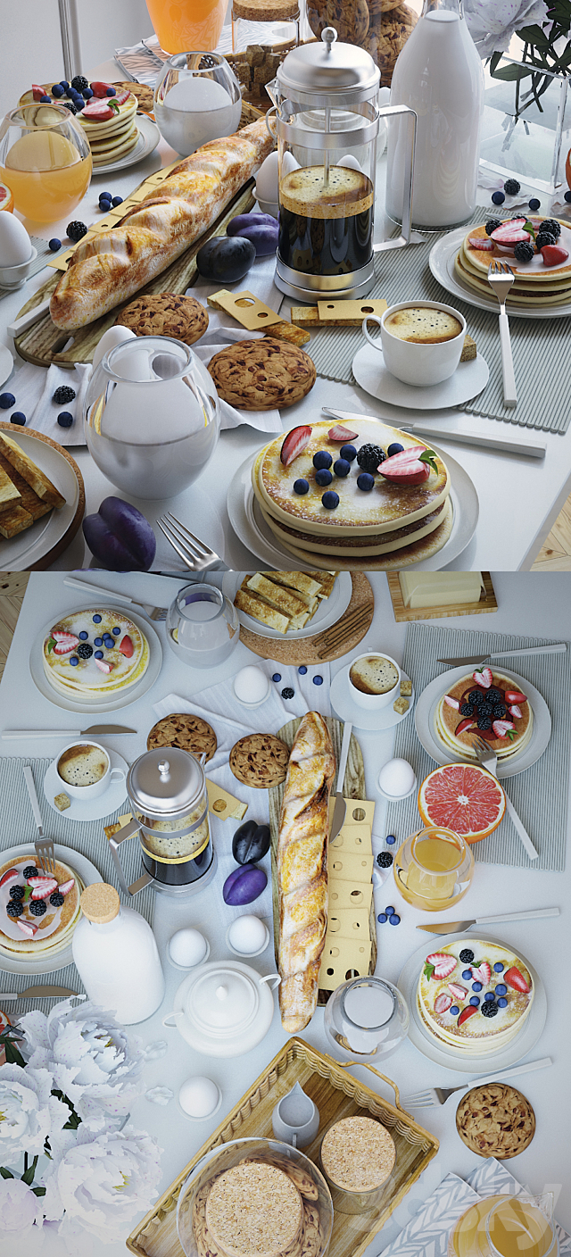 Table setting 21. Breakfast -1 3d