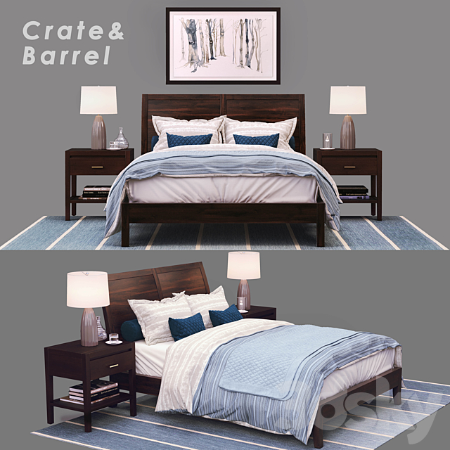 Bed – Crate & Barrel _ Dawson Clove Queen Sleigh Bed 3DSMax File - thumbnail 1