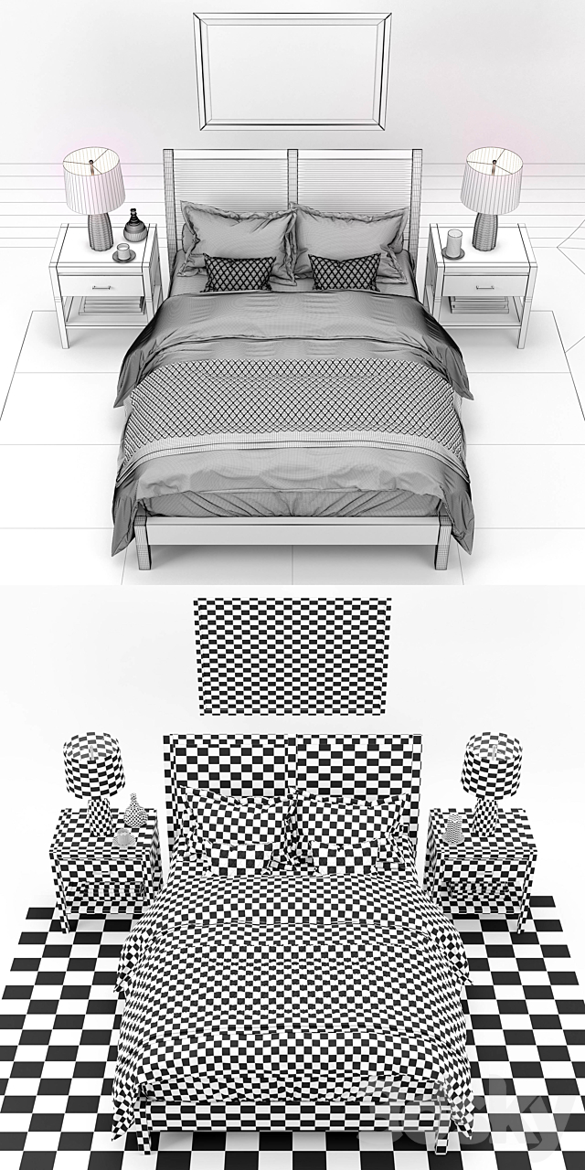 Bed – Crate & Barrel _ Dawson Clove Queen Sleigh Bed 3DSMax File - thumbnail 3