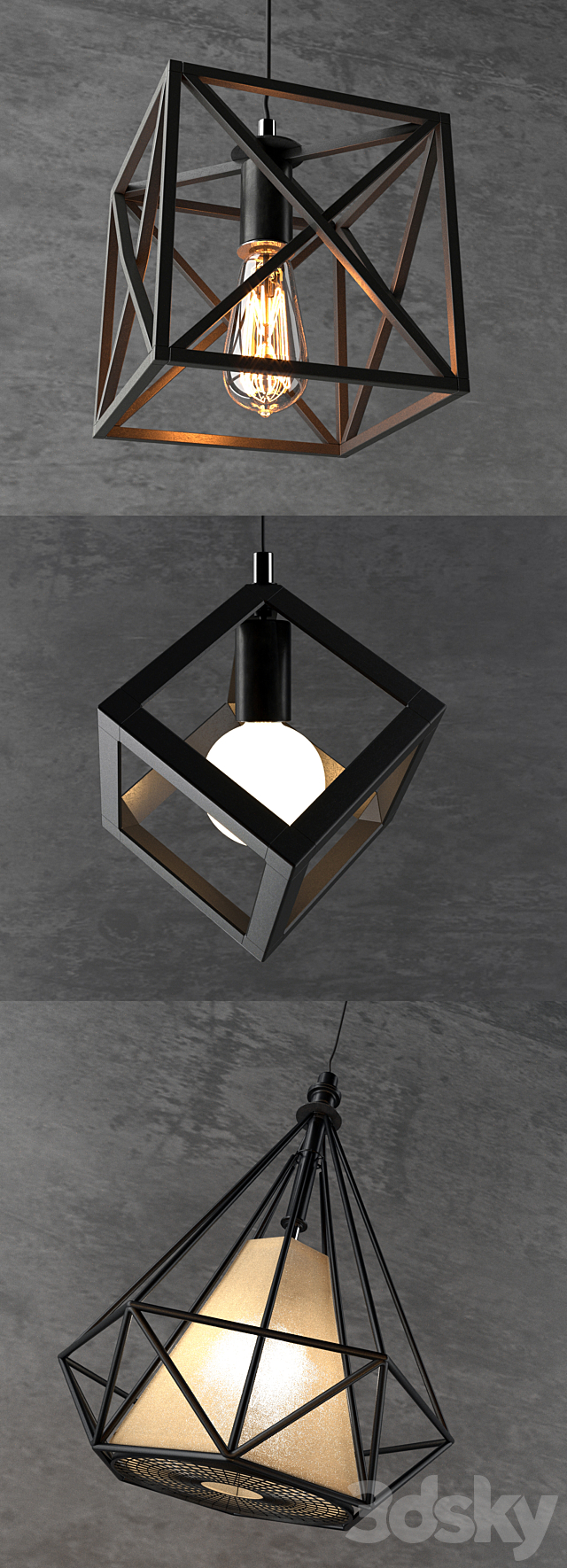 Nordic retro wrought iron industrial Chandelier part-2 3DSMax File - thumbnail 3