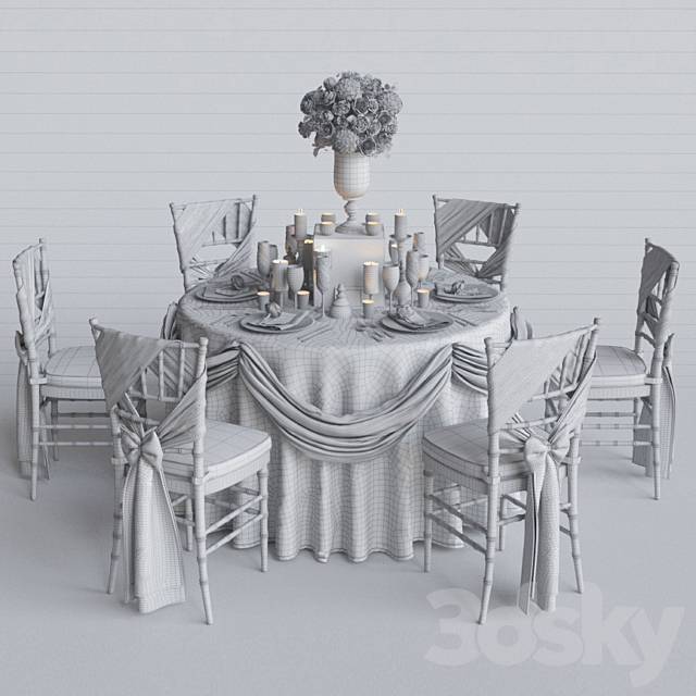 Wedding table for 6 persons 2 Corona 3DSMax File - thumbnail 3