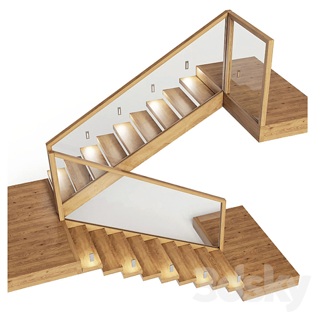 stairs made of wood and glass with backlight Astro 7481 Borgo 43 3d