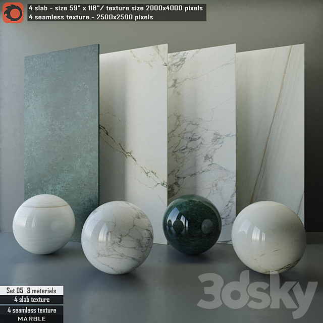 Marble slab & Seamless texture Set 05 3DSMax File - thumbnail 1
