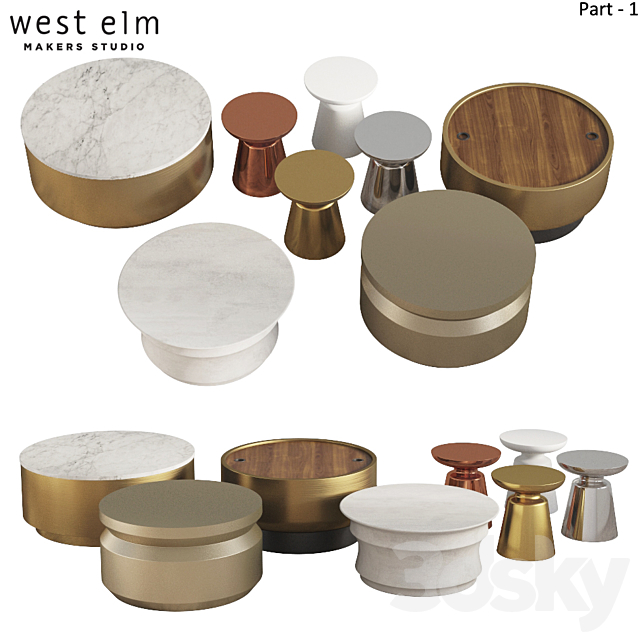 Coffee & Side Tables West Elm_Part-01 3DSMax File - thumbnail 1