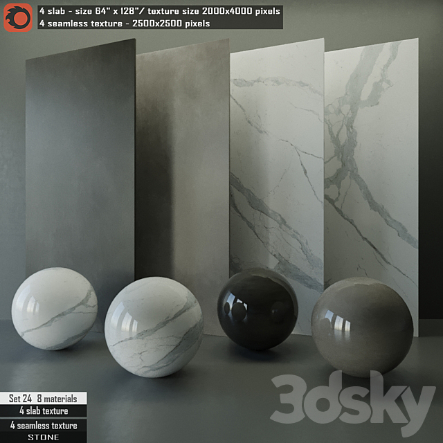 Stone slab & Seamless texture Set 24 3DSMax File - thumbnail 1