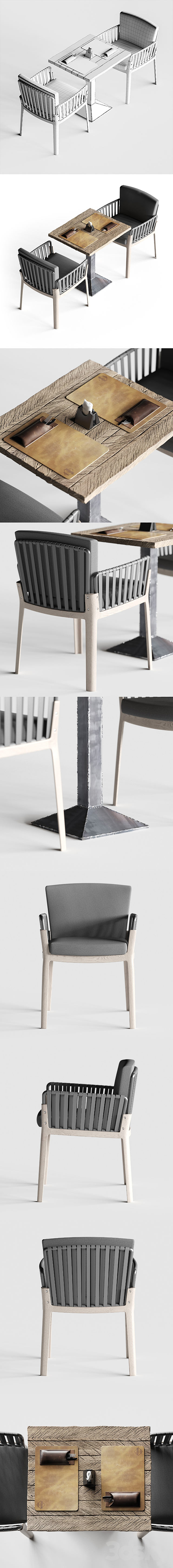 Miami chair. welded table and table setting 3d