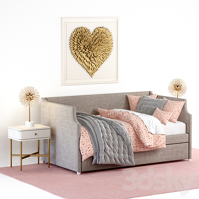 ANNIKA UPHOLSTERED DAYBED WITH TRUNDLE. Restoration Hardware 3DSMax File - thumbnail 1