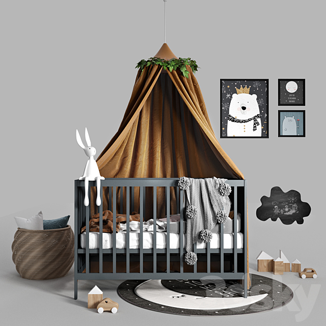 Cot with canopy 3DSMax File - thumbnail 1