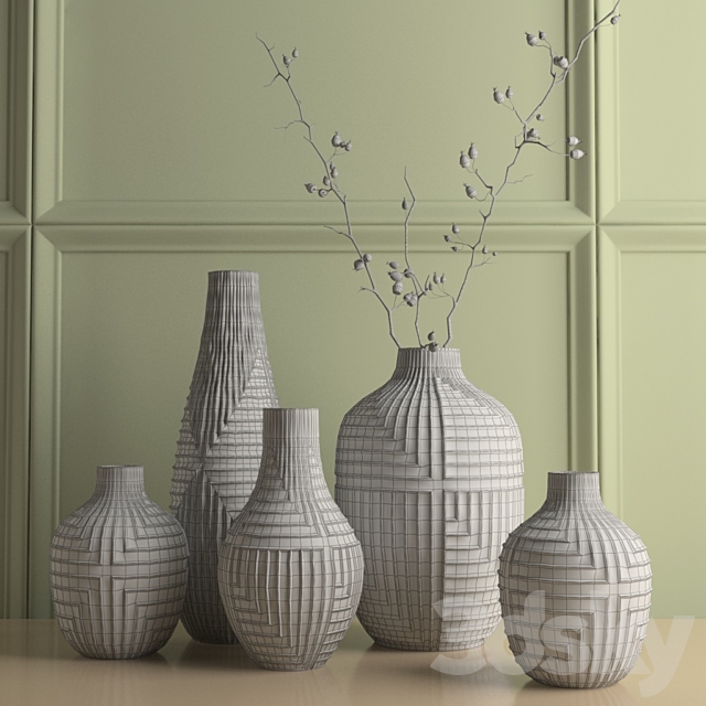 West Elm - Linework vases 3d