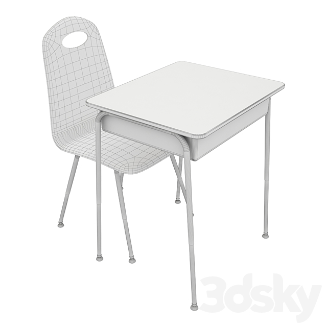 STUDENT DESK Table + Chair 3D Models