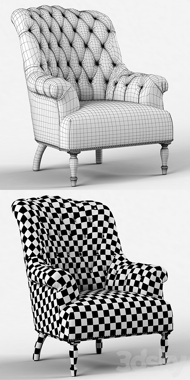 Restoration Hardware Clementine Tufted Chair 3DSMax File - thumbnail 3