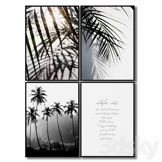 A set of posters with leaves and palm trees. 3DSMax File - thumbnail 1