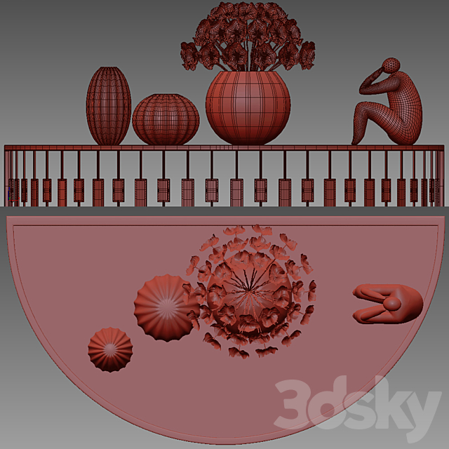 Coffee table with decorative set 3DSMax File - thumbnail 2