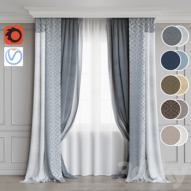 The curtain in modern style. 5 colors 3DSMax File - thumbnail 1