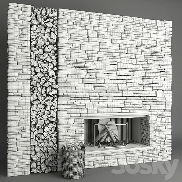 Fireplace and firewood 5 3DSMax File - thumbnail 3