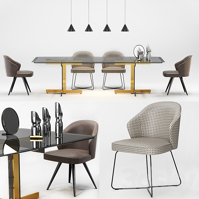 Minotti Catlin Dining Table. Leslie Dining Chairs 3DSMax File - thumbnail 1