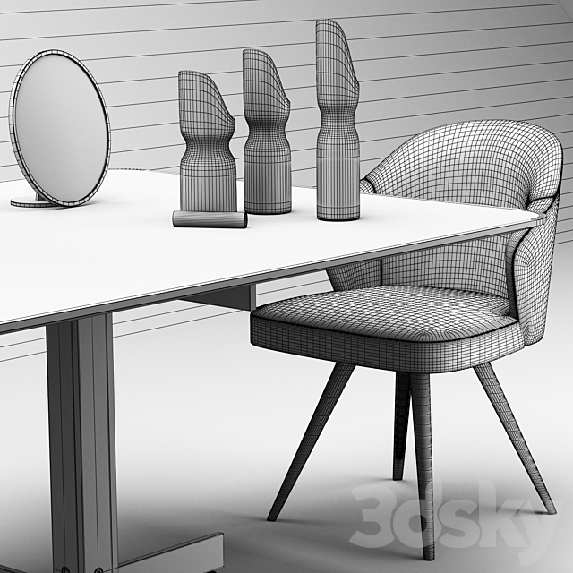 Minotti Catlin Dining Table. Leslie Dining Chairs 3DSMax File - thumbnail 2