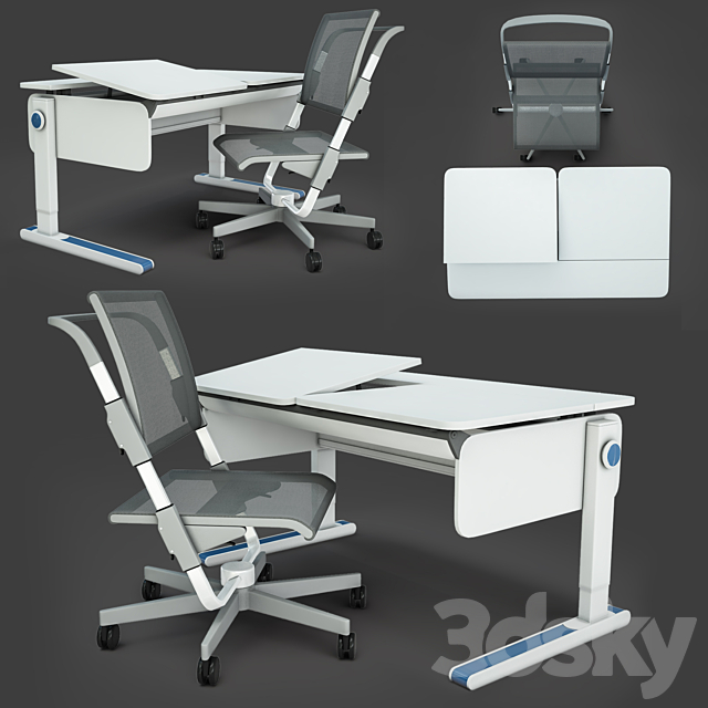 Function ergonomic desks and chairs 3DSMax File - thumbnail 1