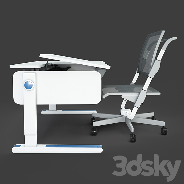 Function ergonomic desks and chairs 3DSMax File - thumbnail 2