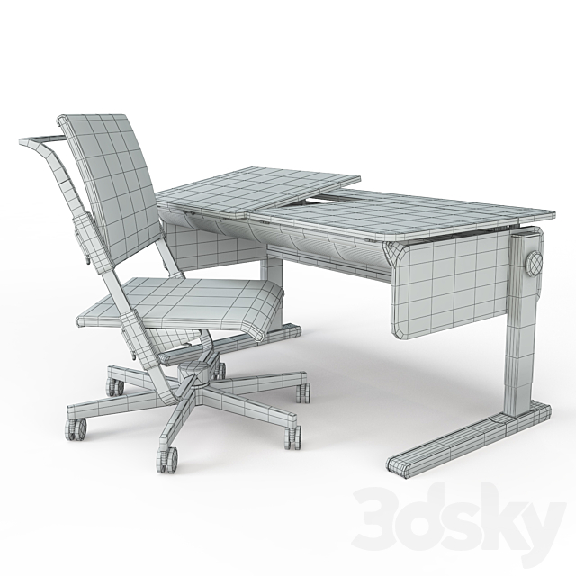 Function ergonomic desks and chairs 3DSMax File - thumbnail 3