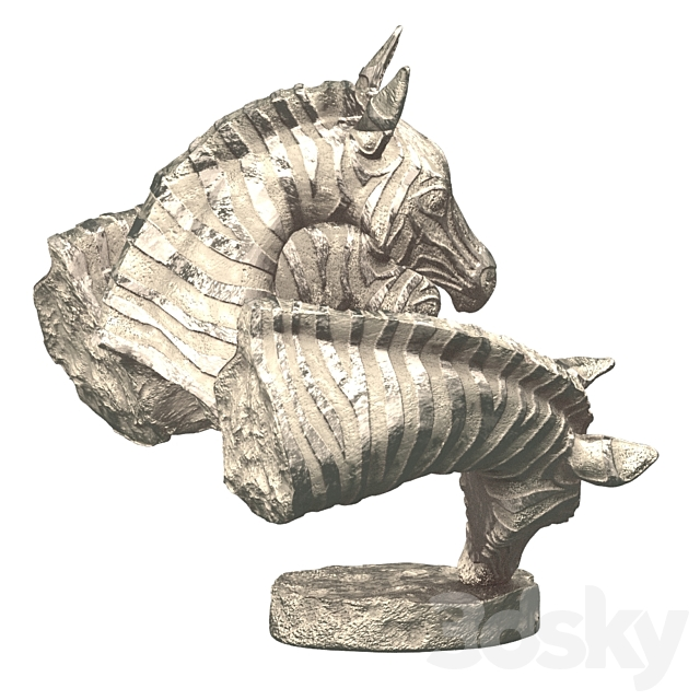 Hi-poly_sculpture of a zebra 3d