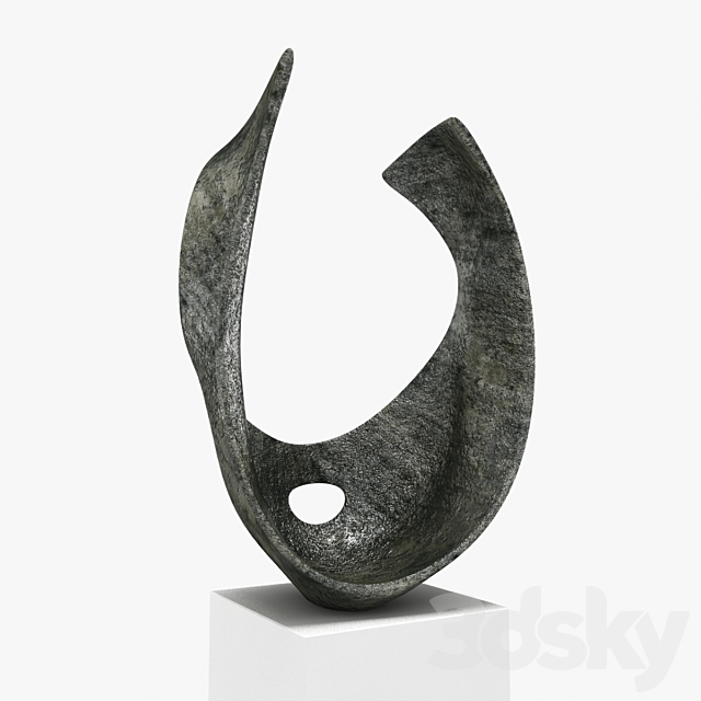 barbara hepworth – curved form bronze sculpture 3DSMax File - thumbnail 1