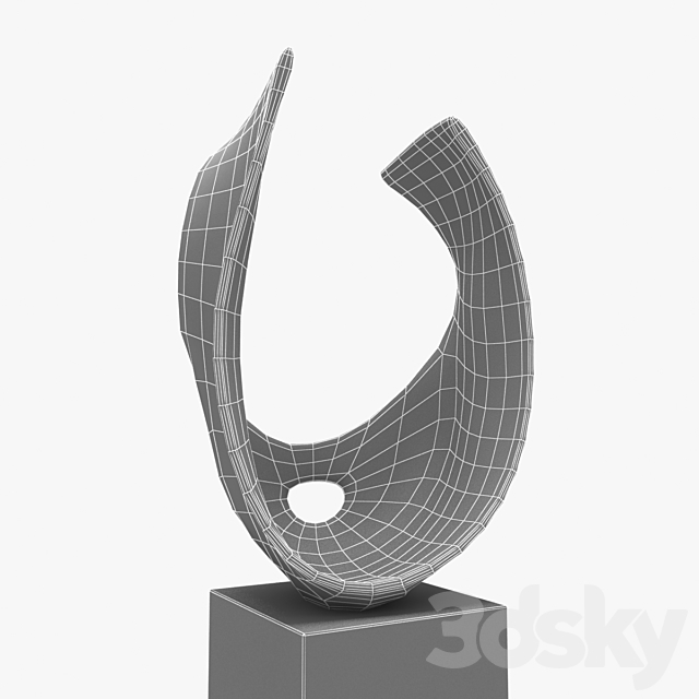 barbara hepworth – curved form bronze sculpture 3DSMax File - thumbnail 3