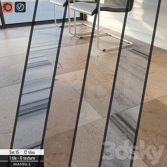 Cosmo Stone Set 15 3d