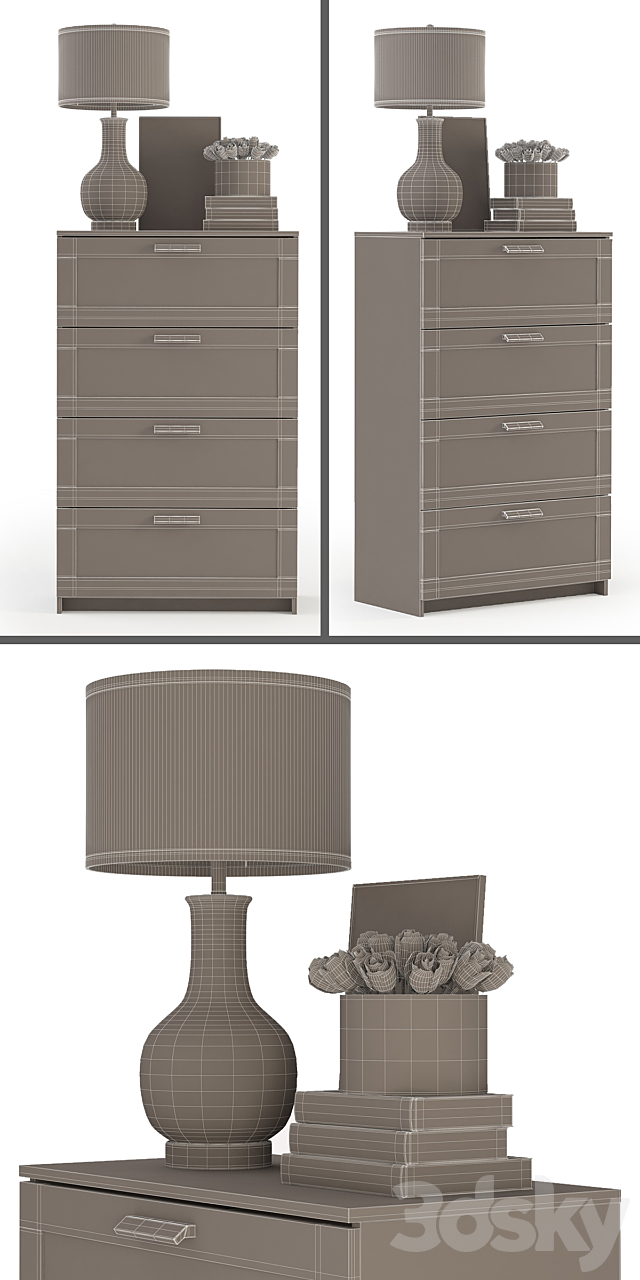Chest of 4 drawers Ikea Brimnas. 3DSMax File - thumbnail 3