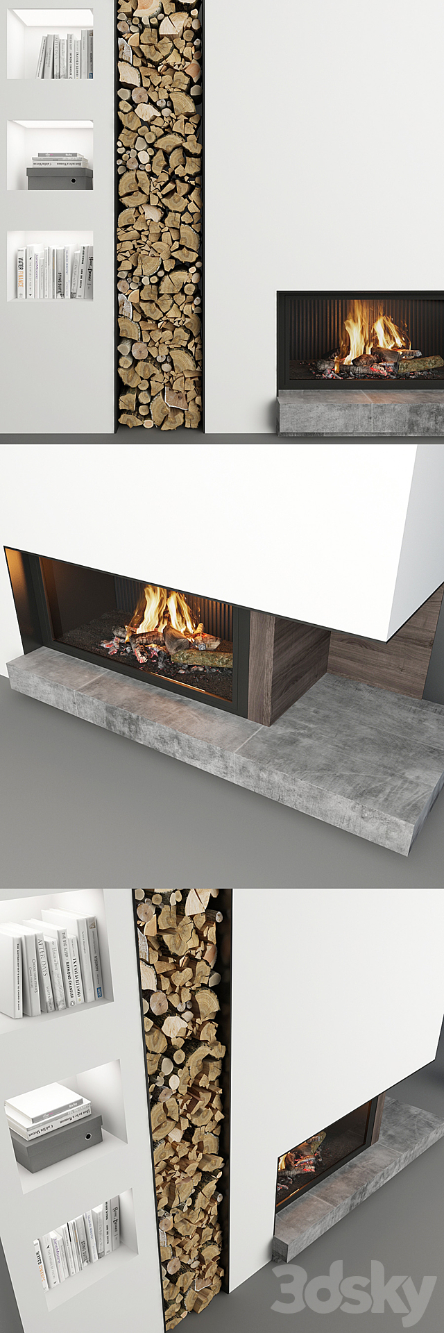 Fireplace and firewood_6 3d