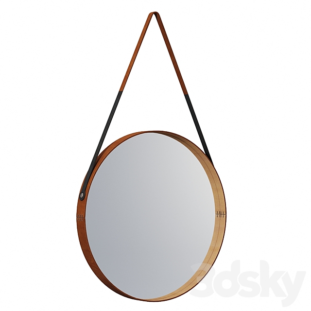 Round leather mirror 3DSMax File - thumbnail 1