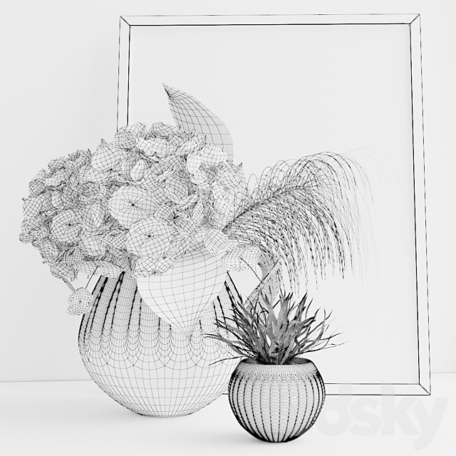 Decorative set Hydrangea 3d