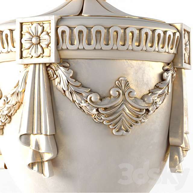 Classic vase for decorating the facade 3d