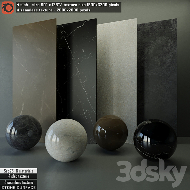 Stone Slab & Seamless texture Set 78 3DSMax File - thumbnail 1