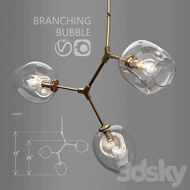 Branching bubble 3 lamps 3DSMax File - thumbnail 1