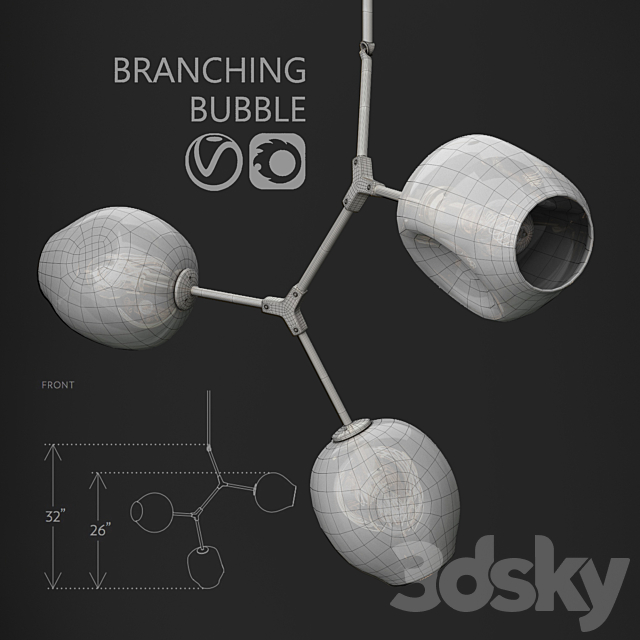 Branching bubble 3 lamps 3DSMax File - thumbnail 2