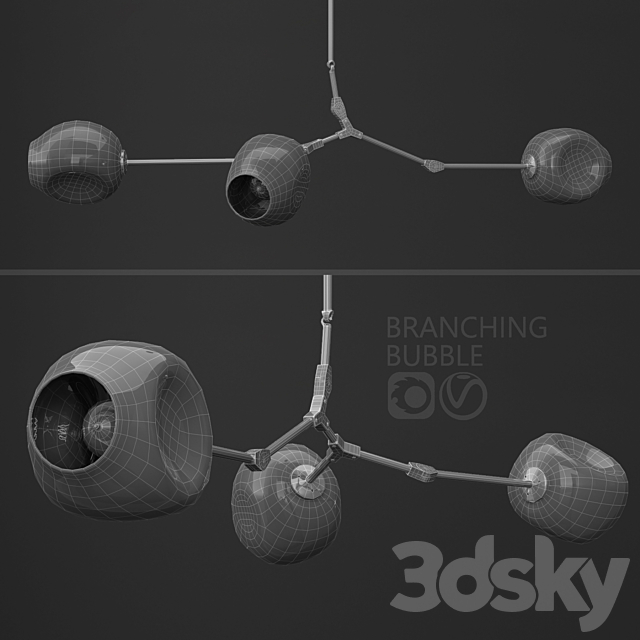 Branching bubble 3 lamps 3d
