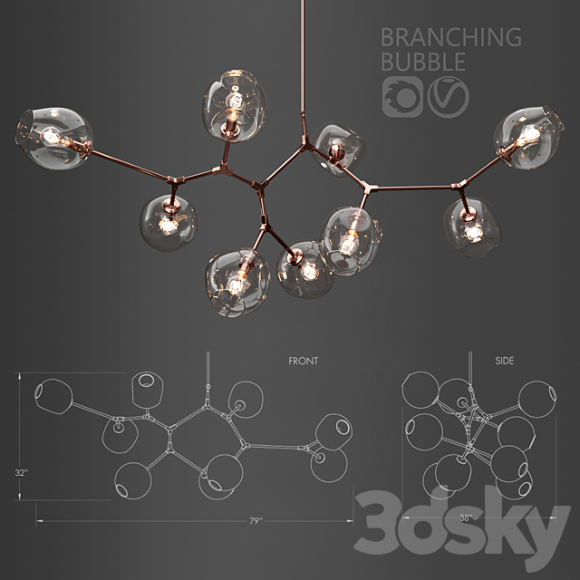 Branching bubble 9 lamps 3DSMax File - thumbnail 1