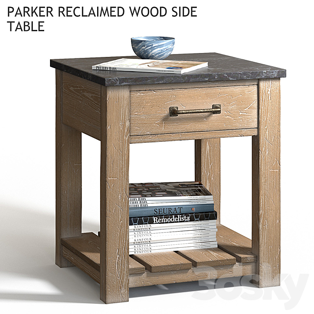 Pottery barn PARKER RECLAIMED WOOD SIDE TABLE 3DSMax File - thumbnail 1