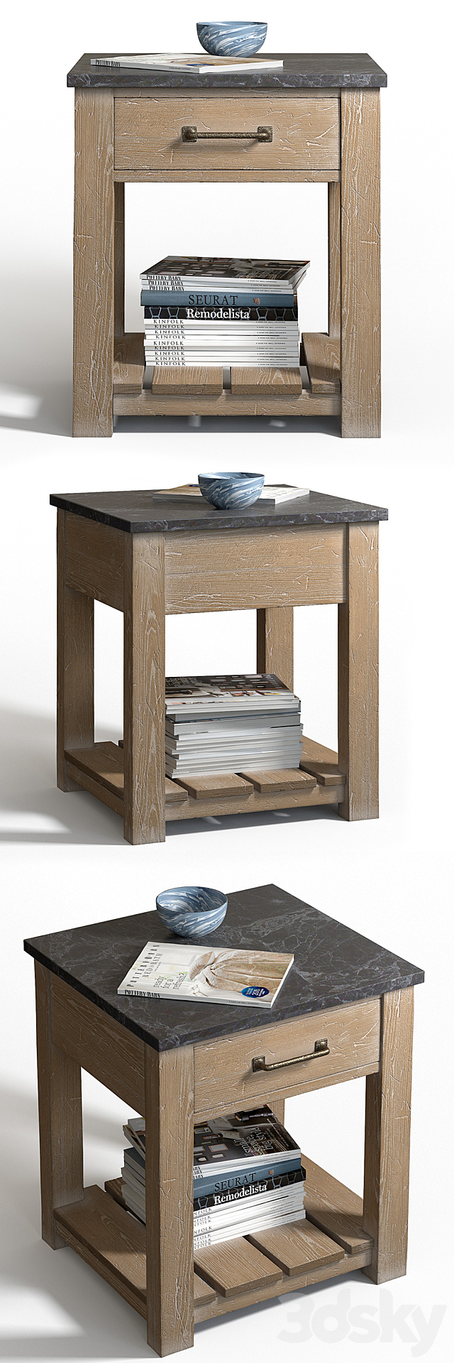 Pottery barn PARKER RECLAIMED WOOD SIDE TABLE 3DSMax File - thumbnail 2