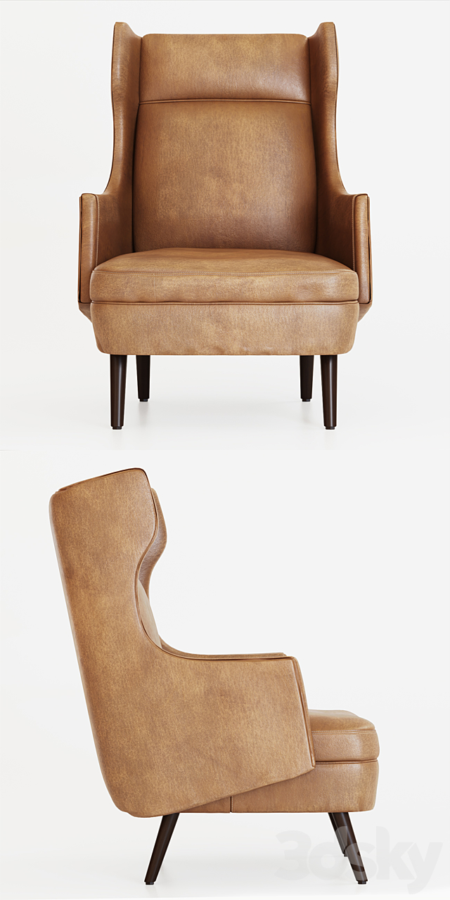 Arteriors Budelli Wing chair 3DSMax File - thumbnail 2