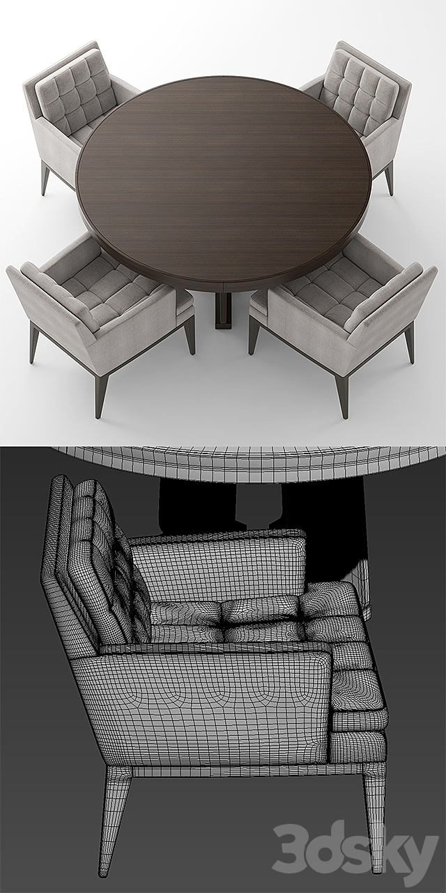 Table and chairs baker DINING CHAIR1 3DSMax File - thumbnail 3