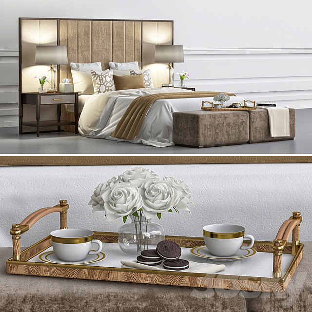 Chair and sofa company luxury bedroom 3d
