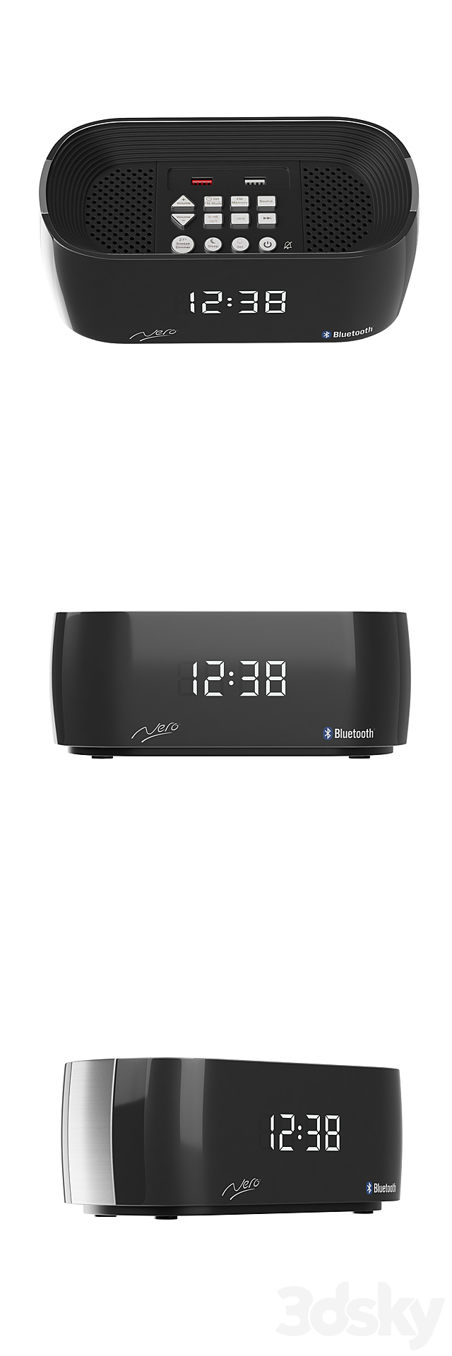 3DS MAX Clock Radio Titanium Bluetooth Alarm 3DSMax File