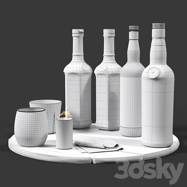 Set of bottles 03 3d