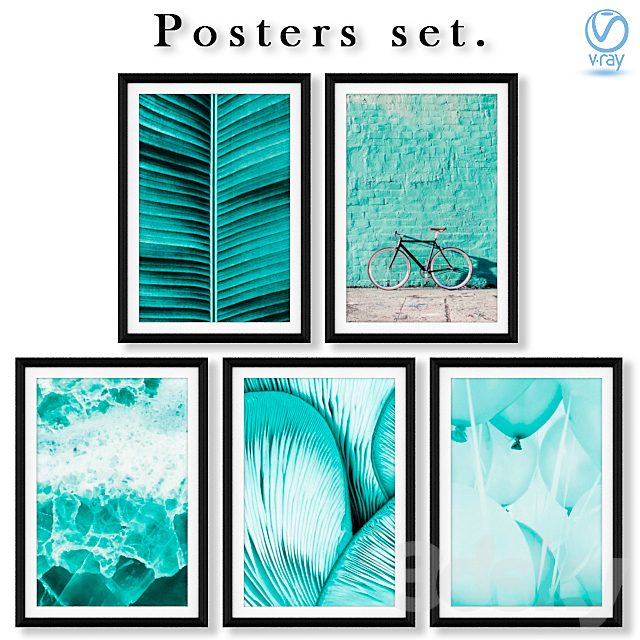 Abstract posters in mint colors. 3DSMax File - thumbnail 1