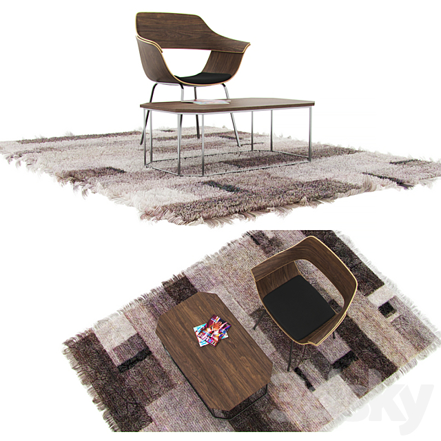 Chair + Table + Carpet 3DSMax File - thumbnail 1