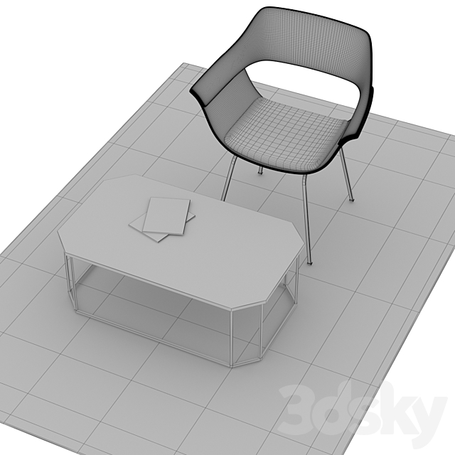 Chair + Table + Carpet 3DSMax File - thumbnail 3