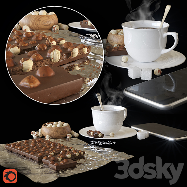 Chocolate. coffee. nuts 3DSMax File - thumbnail 1